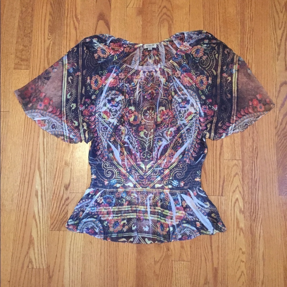 One world chiffon shirt sleeve shirt